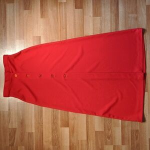 Vintage 60's/70's red button front polyester maxi skirt